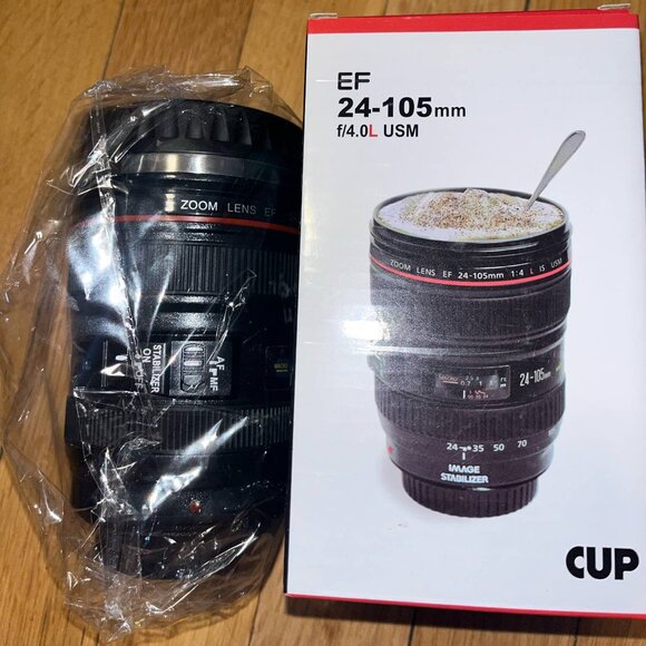 Black Stainless Steel Camera Lens Coffee Mug *BRAND NEW* - Picture 1 of 4